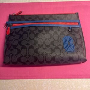 Coach Black and Blue Patterned Messenger Bag
